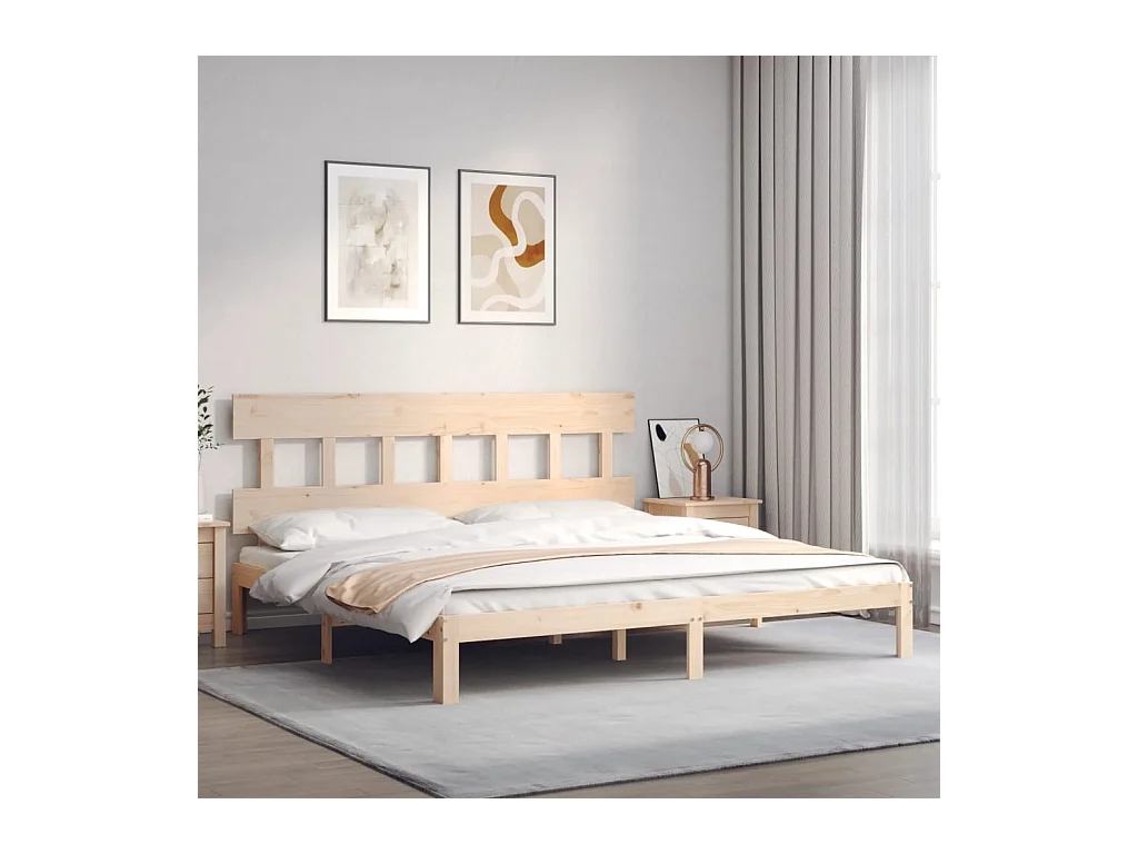 Lit double | Lit adulte | Cadre de lit 200x200 cm bois massif de pin