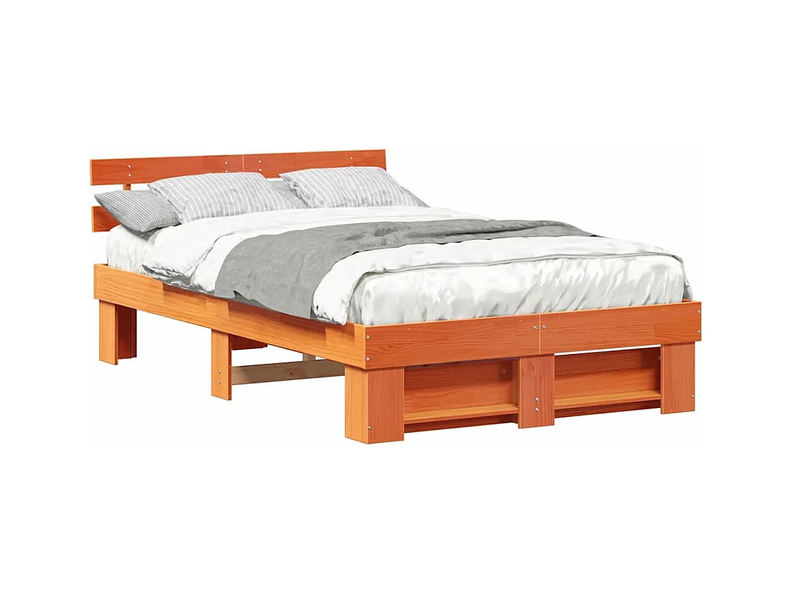 Lit double | Lit adulte | Cadre de lit Marron cire 140x190 cm Bois massif en pin