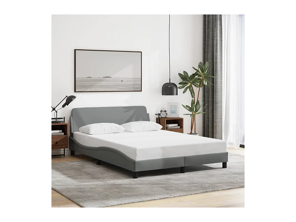 Lit double | Lit adulte | Cadre de lit gris clair 140x190 cm tissu