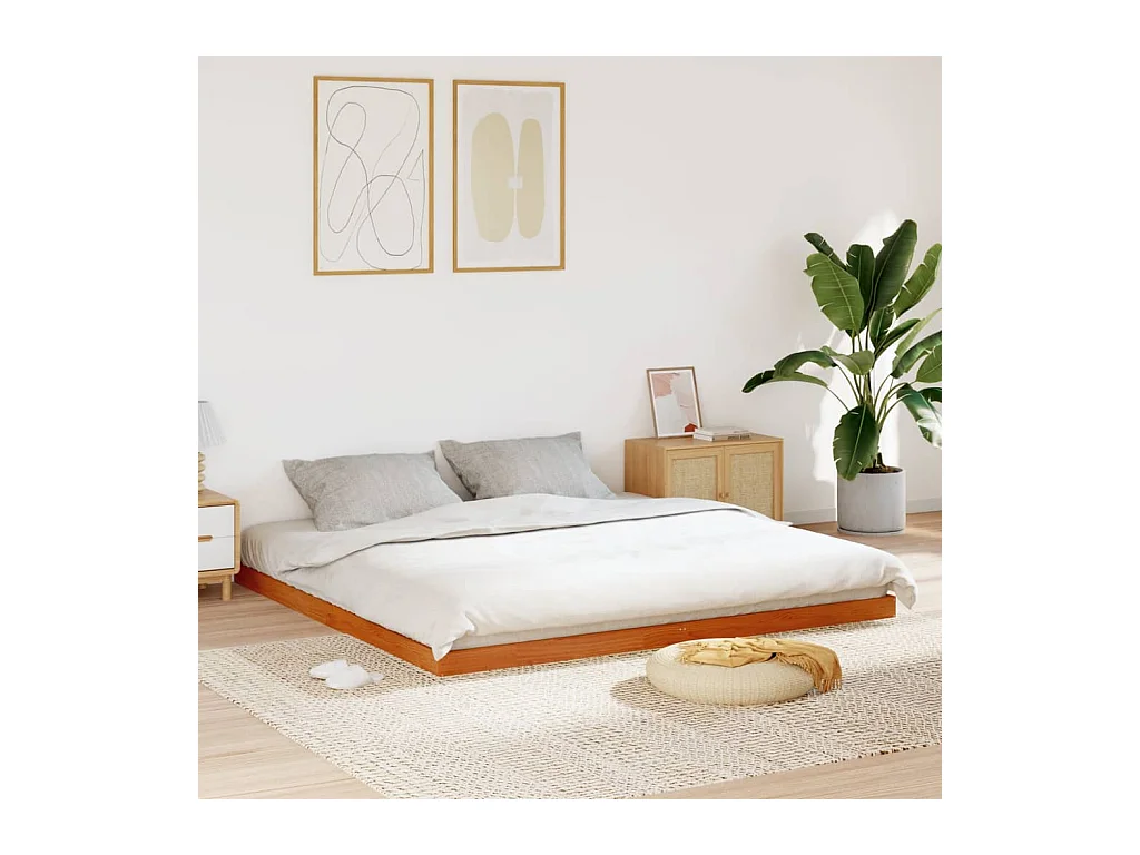 Lit double | Lit adulte | Cadre de lit cire marron 180x200cm bois pin massif