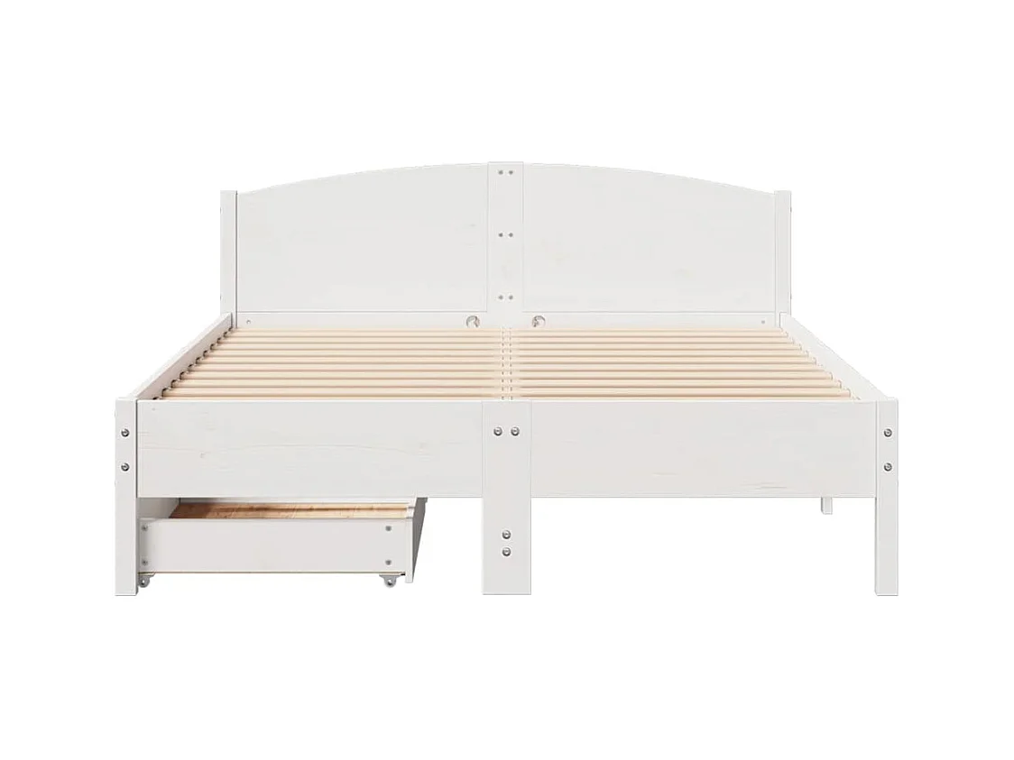 Lit double | Lit adulte | Cadre de lit blanc 150x200 cm bois de pin massif