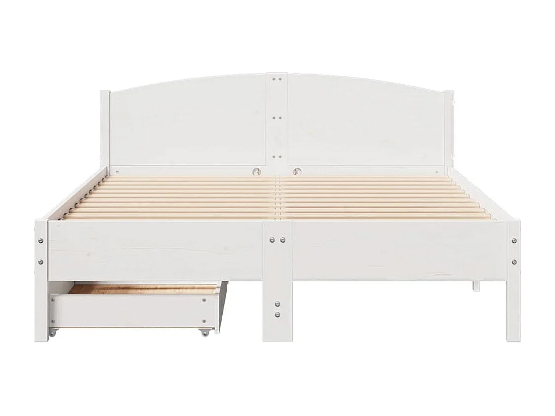 Lit double | Lit adulte | Cadre de lit blanc 150x200 cm bois de pin massif