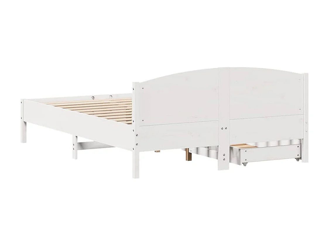 Lit double | Lit adulte | Cadre de lit blanc 150x200 cm bois de pin massif