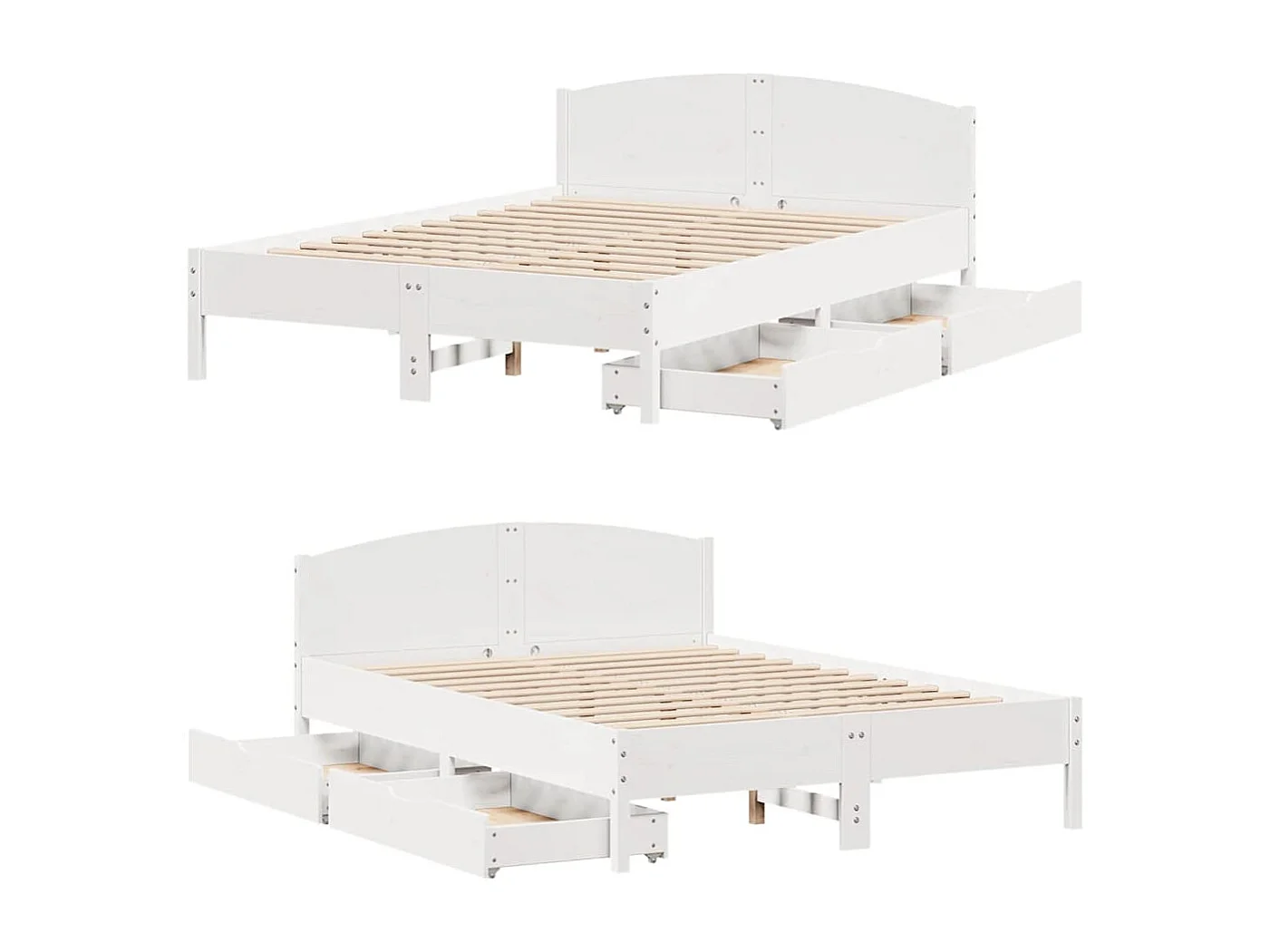 Lit double | Lit adulte | Cadre de lit blanc 150x200 cm bois de pin massif
