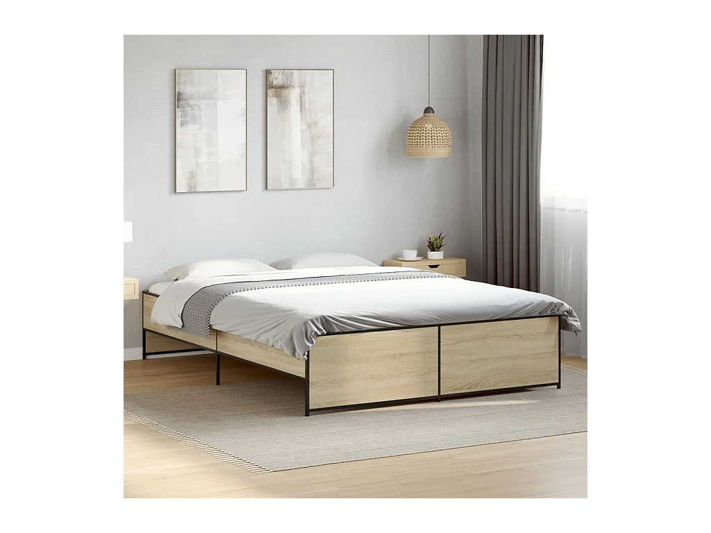 Lit double | Lit adulte | Cadre de lit chêne sonoma 150x200 cm