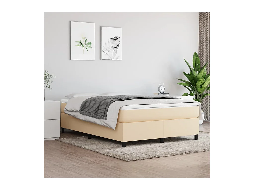 Lit double | Lit adulte | Cadre de lit crème 140x190 cm tissu