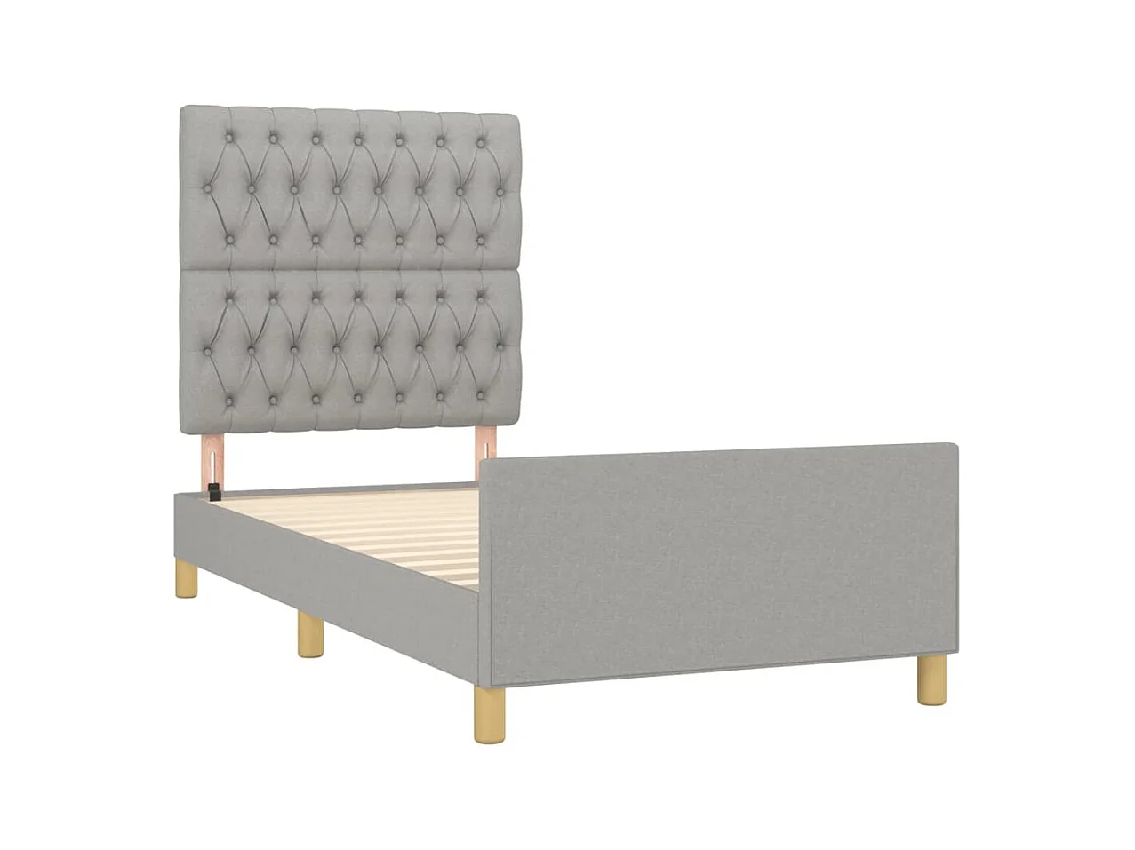 Lit simple | Lit adulte, enfant | Cadre de lit gris clair 90x190 cm tissu