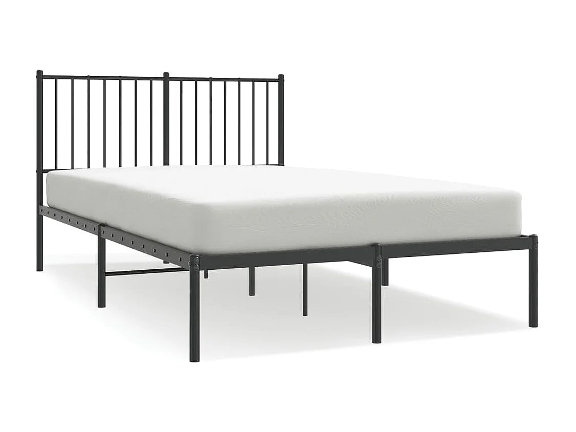 Lit simple | Lit adulte, enfant | Cadre de lit métal avec tête de lit noir 120x200cm