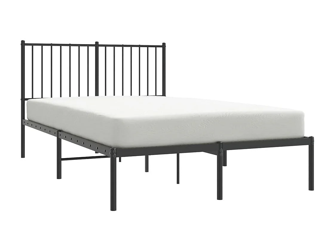 Lit simple | Lit adulte, enfant | Cadre de lit métal avec tête de lit noir 120x200cm