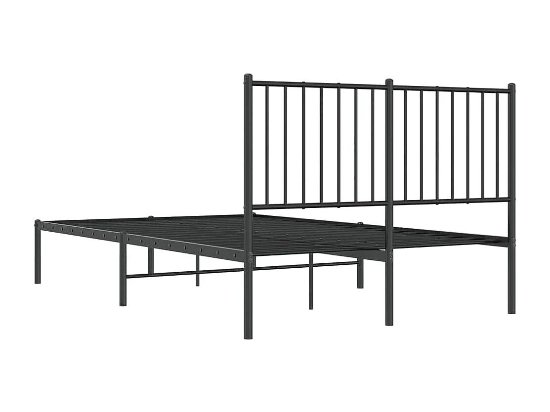 Lit simple | Lit adulte, enfant | Cadre de lit métal avec tête de lit noir 120x200cm