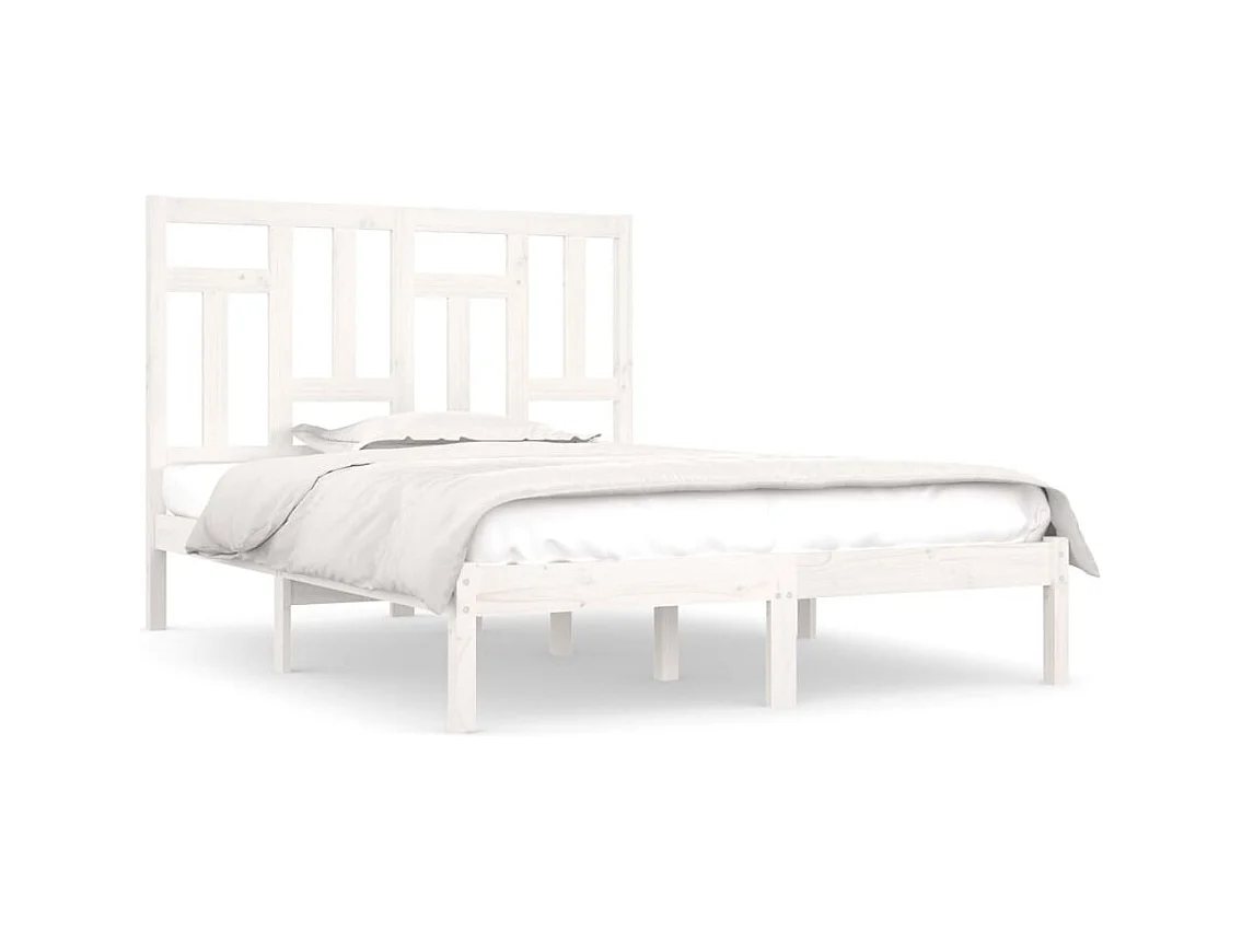 Lit simple | Lit adulte, enfant | Cadre de lit blanc 120x190 cm bois massif