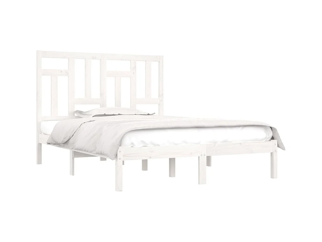 Lit simple | Lit adulte, enfant | Cadre de lit blanc 120x190 cm bois massif