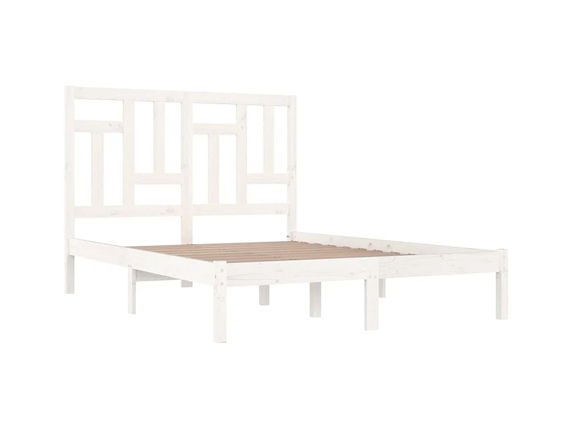 Lit simple | Lit adulte, enfant | Cadre de lit blanc 120x190 cm bois massif