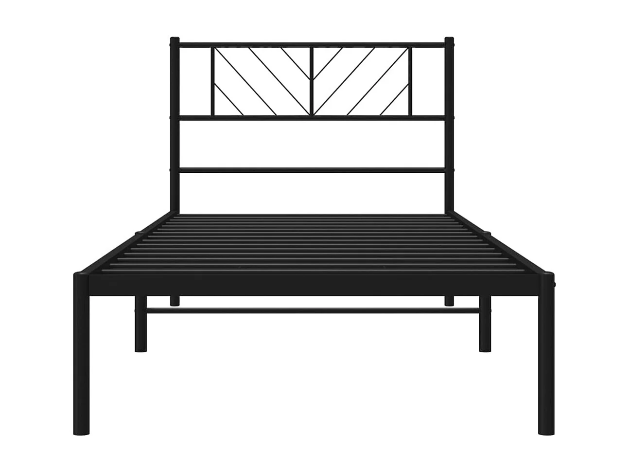 Lit simple | Lit adulte, enfant | Cadre de lit métal avec tête de lit noir 75x190 cm