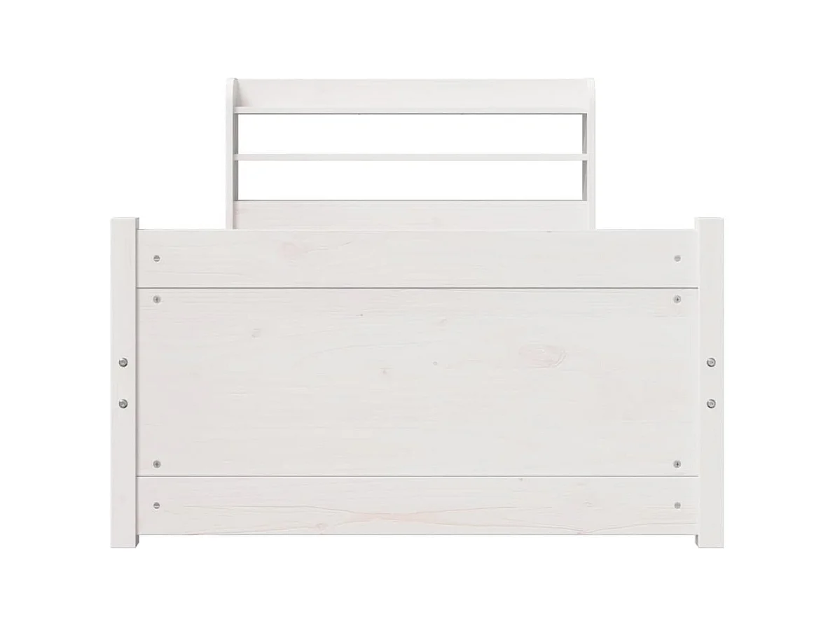 Lit simple | Lit adulte, enfant | Cadre de lit avec tête de lit blanc 90x200 cm