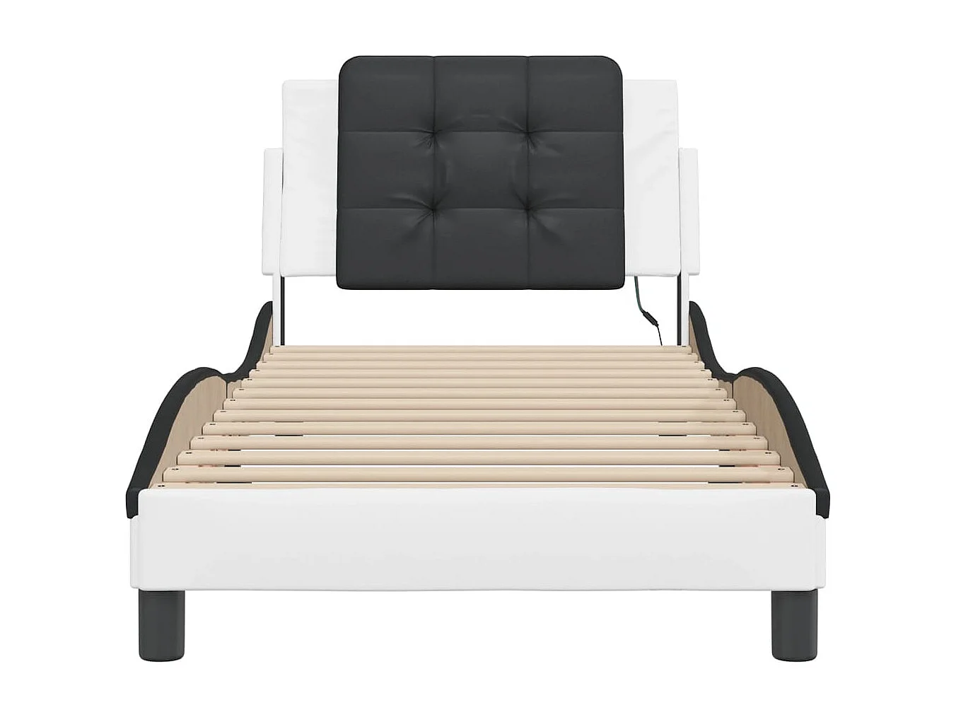 Lit simple | Lit adulte, enfant | Cadre de lit avec LED blanc et noir 90x200 cm