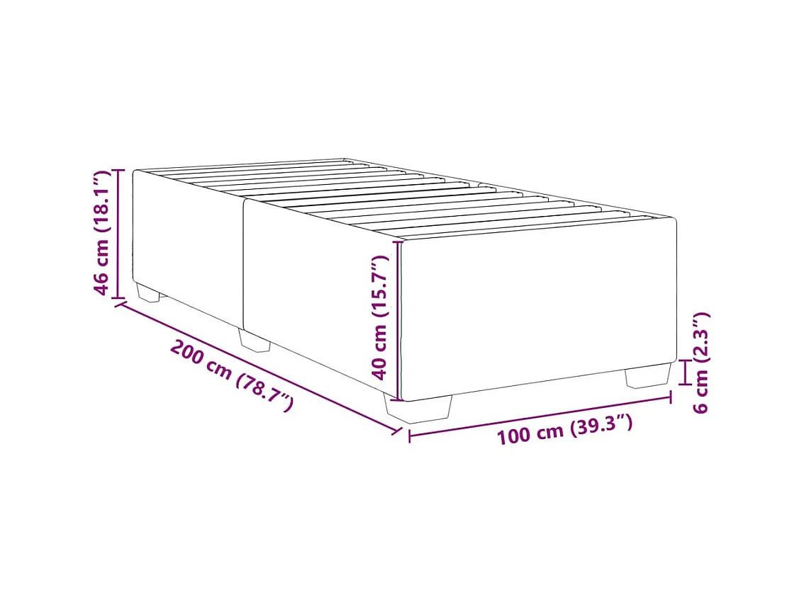 Letto per adulti | Letto singolo | Giroletto Grigio 100x200 cm in Similpelle