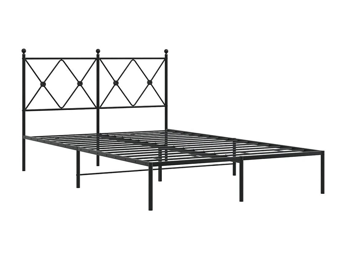 Lit simple | Lit adulte, enfant | Cadre de lit métal avec tête de lit noir 120x200cm