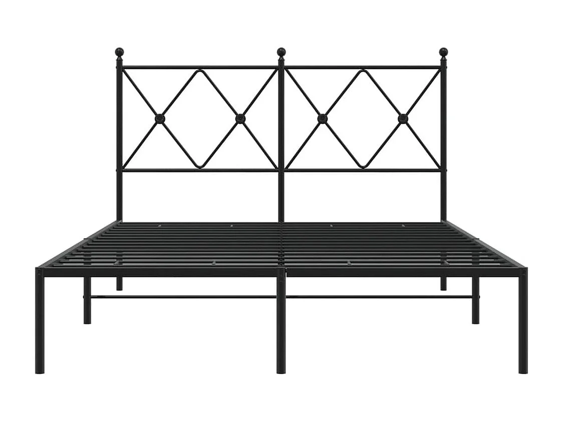Lit simple | Lit adulte, enfant | Cadre de lit métal avec tête de lit noir 120x200cm