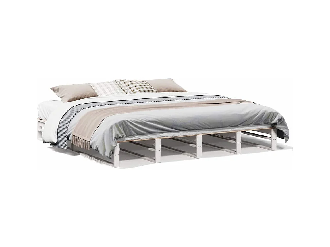 Letto per adulti | Letto matrimoniale | Giroletto senza Materasso Bianco 200x200 cm Legno Massello Pino