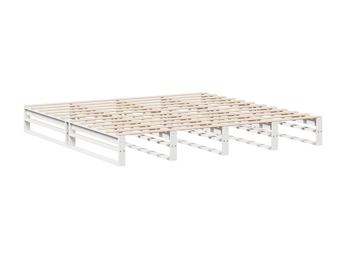 Lit double | Lit adulte | Cadre de lit blanc 200x200 cm bois massif de pin