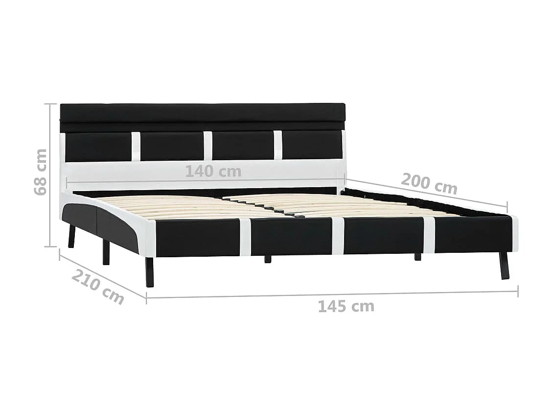 Lit double | Lit adulte | Cadre de lit avec LED noir 140x200 cm similicuir