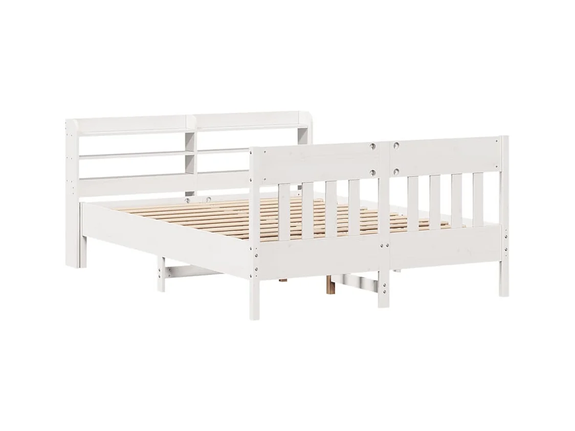 Lit double | Lit adulte | Cadre de lit blanc 140x200 cm bois de pin massif