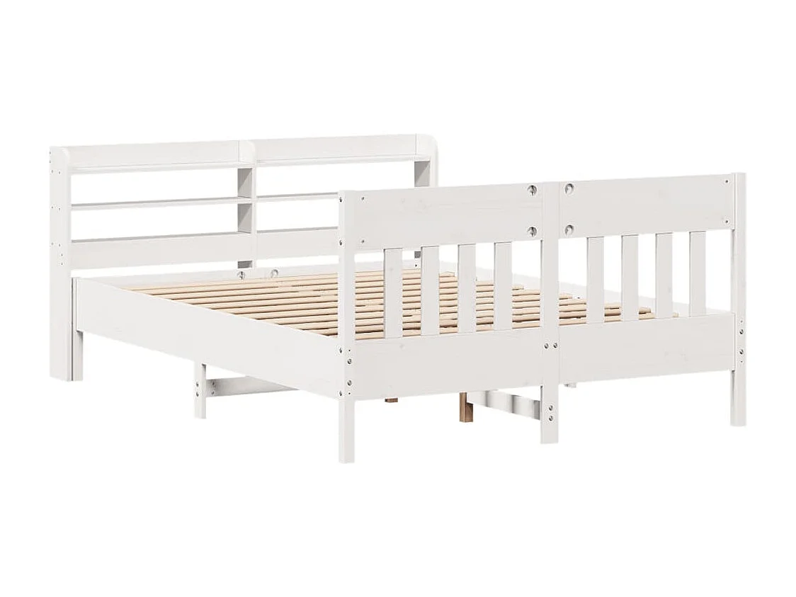 Lit double | Lit adulte | Cadre de lit blanc 140x200 cm bois de pin massif