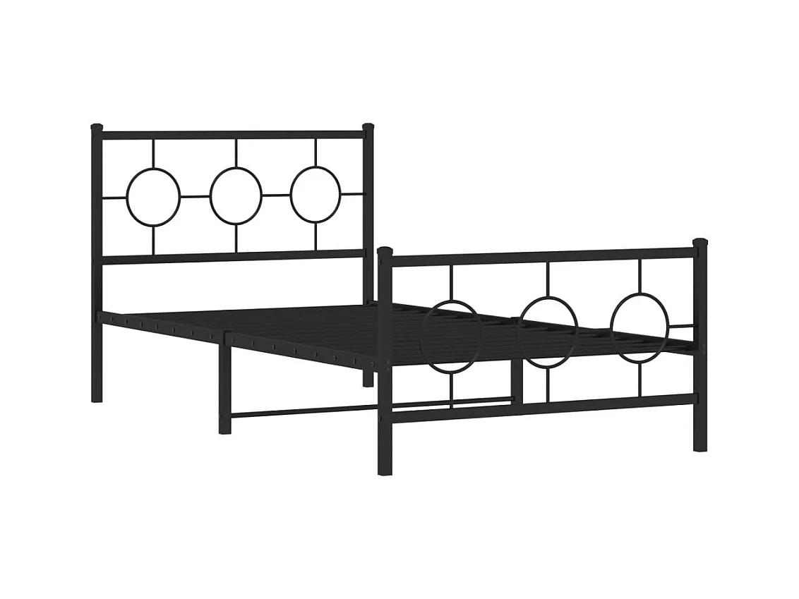 Lit simple | Lit adulte, enfant | Cadre de lit métal avec pied de lit noir 100x190cm