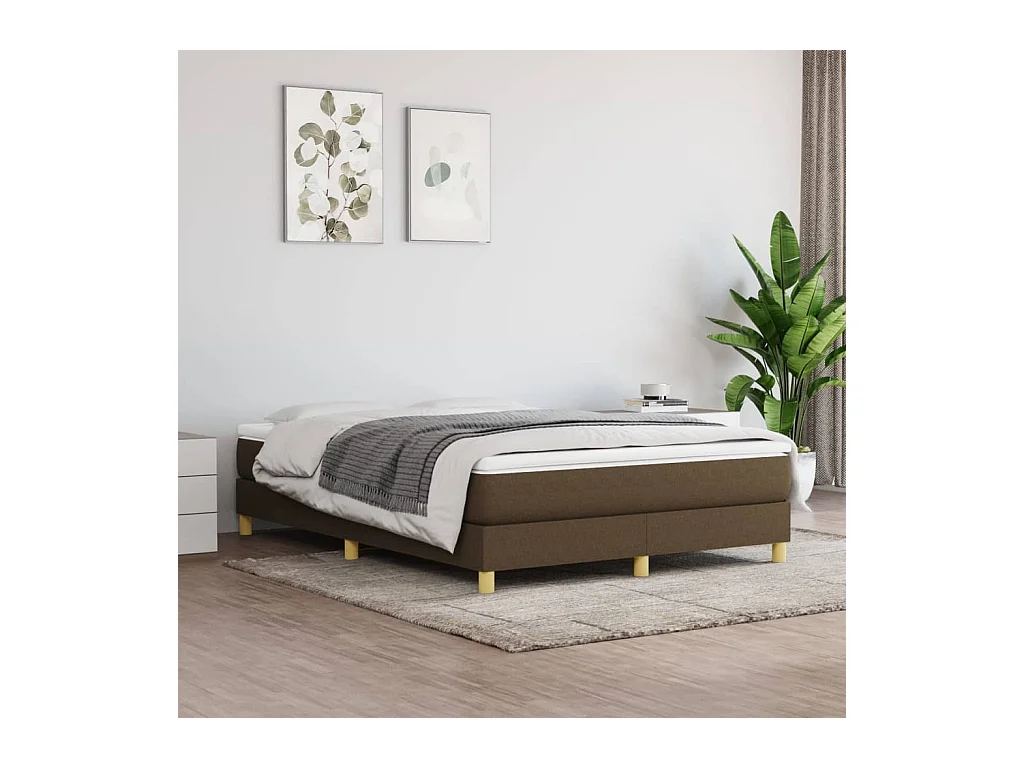 Lit double | Lit adulte | Cadre de lit marron foncé 140x200 cm tissu