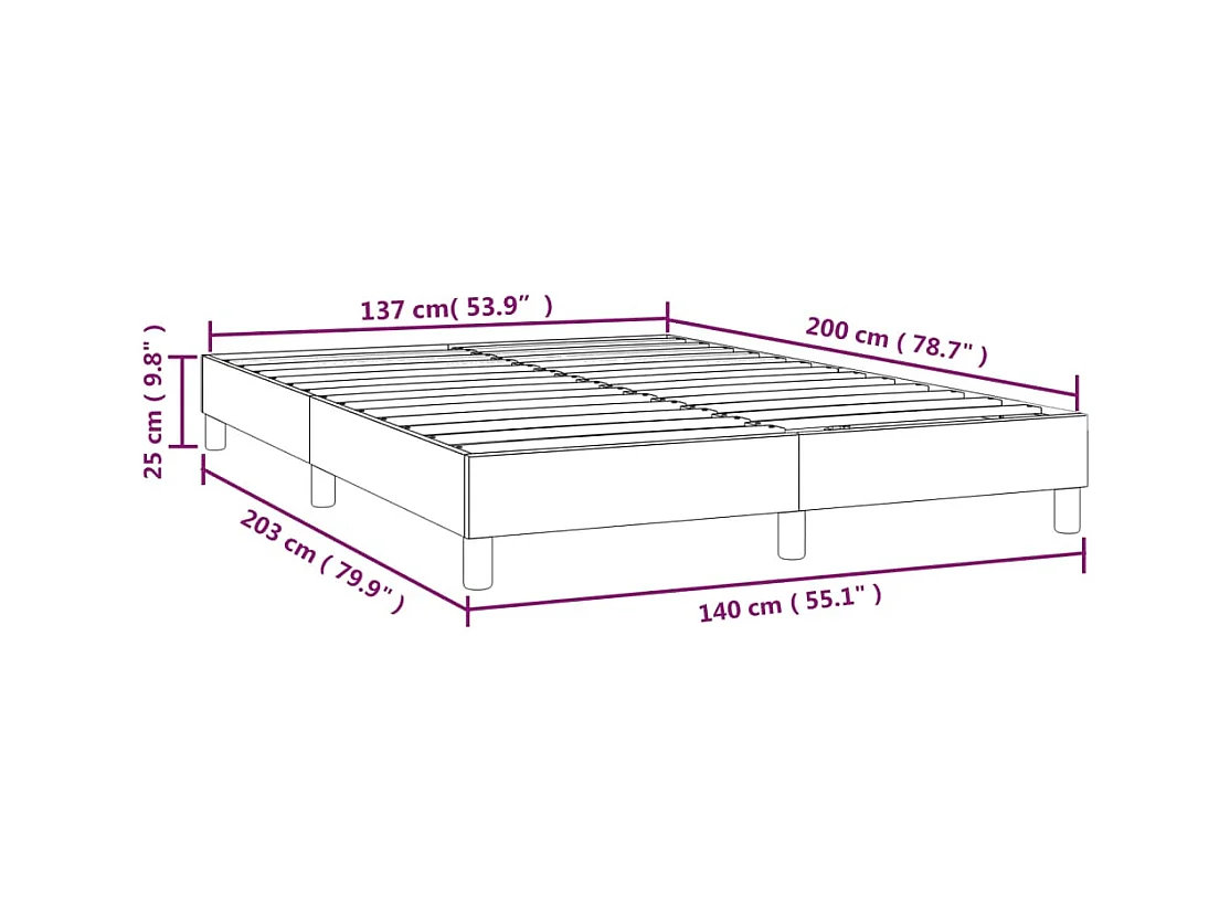 Lit double | Lit adulte | Cadre de lit marron foncé 140x200 cm tissu