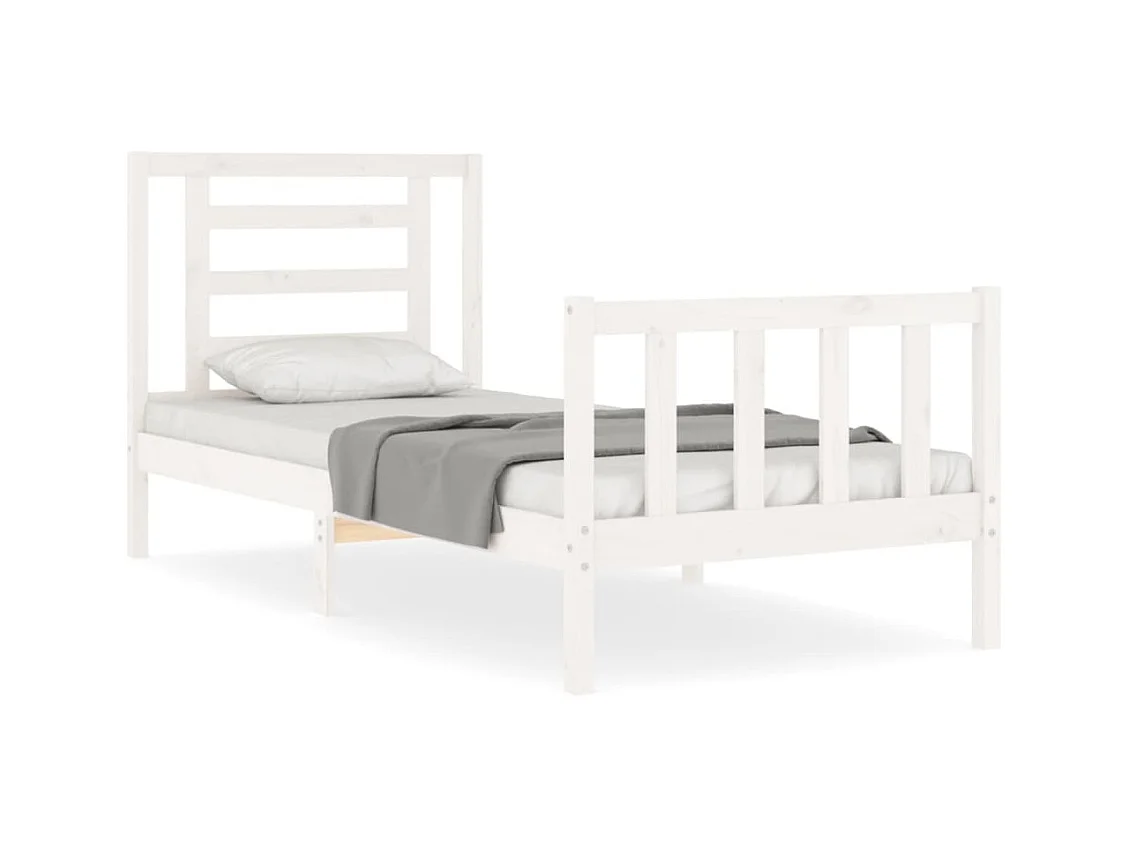 Lit simple | Lit adulte, enfant | Cadre de lit blanc 90x200 cm bois de pin massif