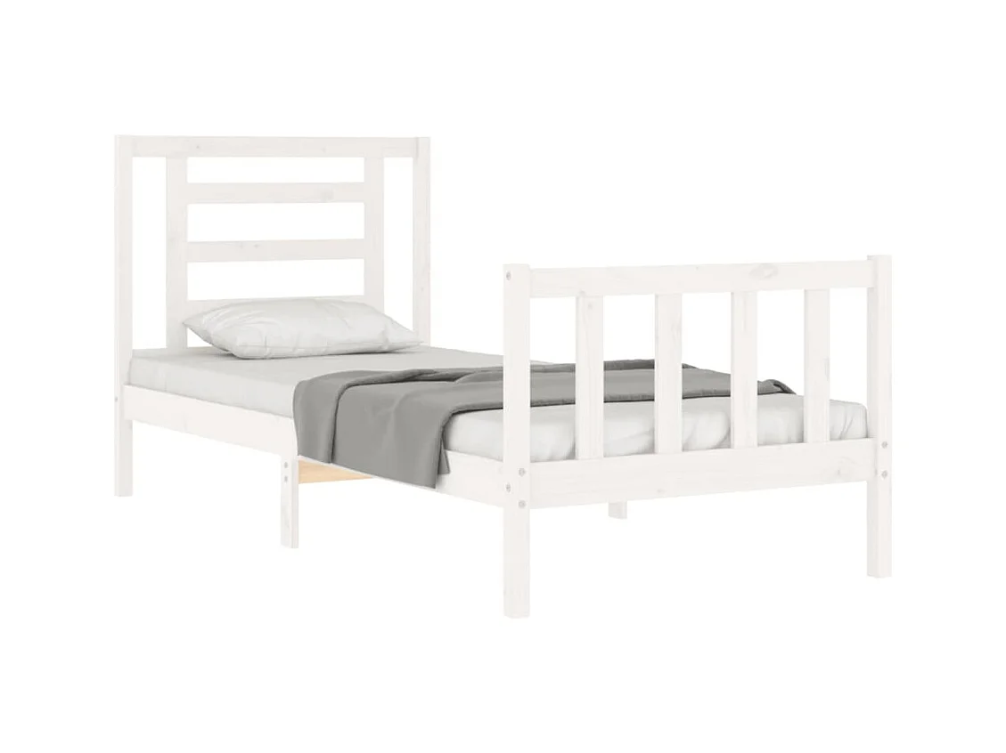 Lit simple | Lit adulte, enfant | Cadre de lit blanc 90x200 cm bois de pin massif