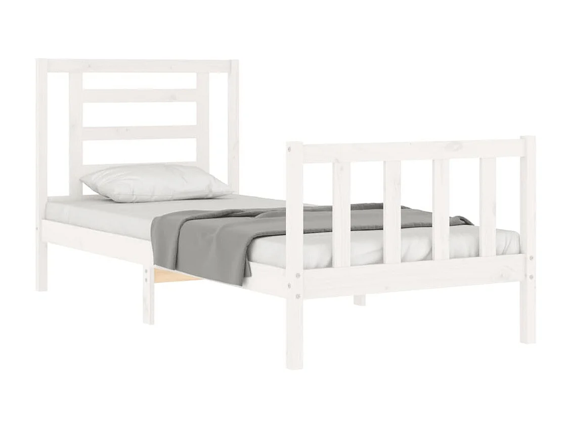 Lit simple | Lit adulte, enfant | Cadre de lit blanc 90x200 cm bois de pin massif