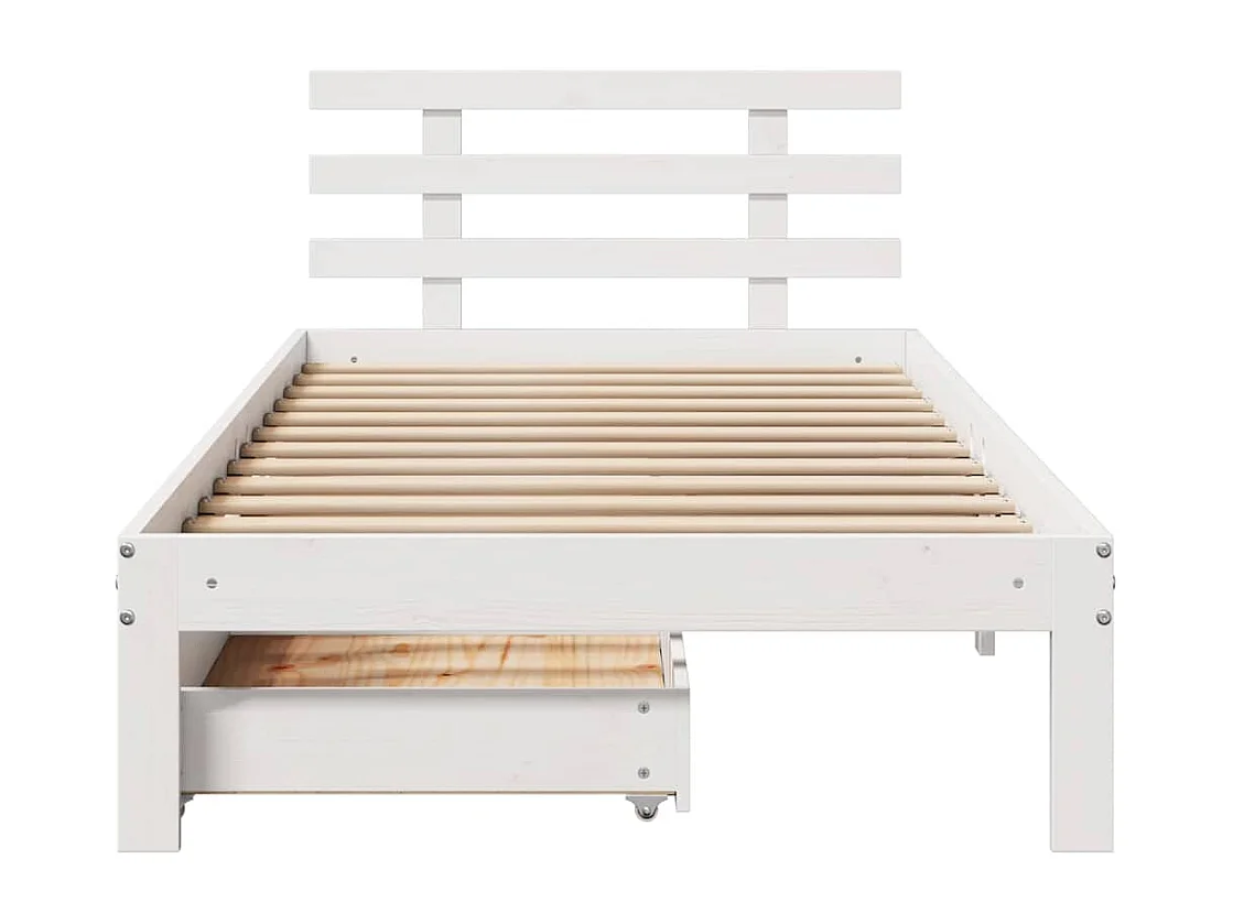 Lit simple | Lit adulte, enfant | Cadre de lit avec tiroirs blanc 100x200 cm