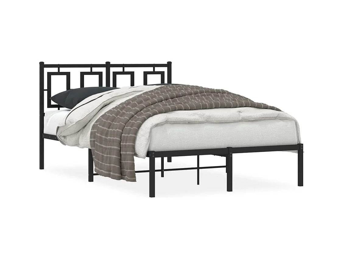 Lit simple | Lit adulte, enfant | Cadre de lit métal avec tête de lit noir 120x190cm