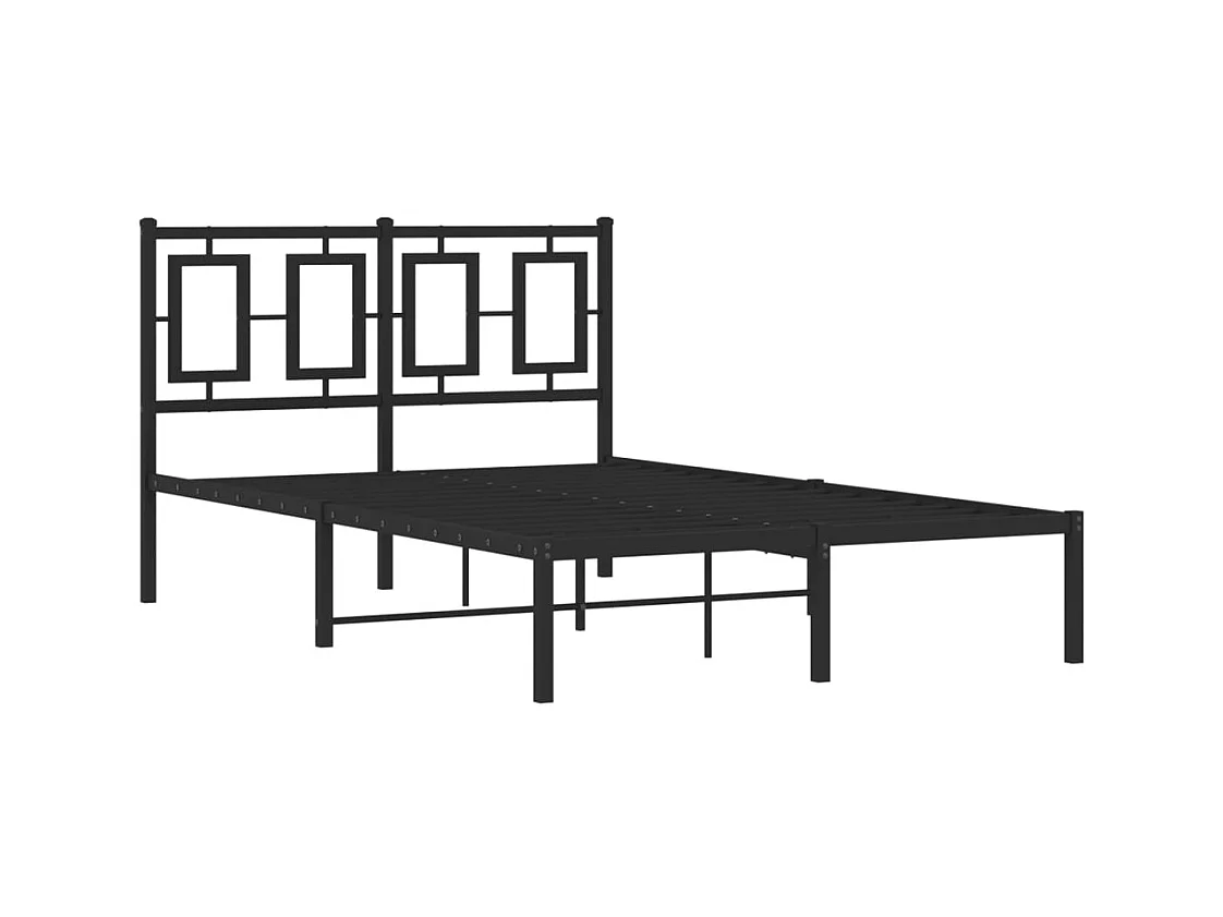 Lit simple | Lit adulte, enfant | Cadre de lit métal avec tête de lit noir 120x190cm