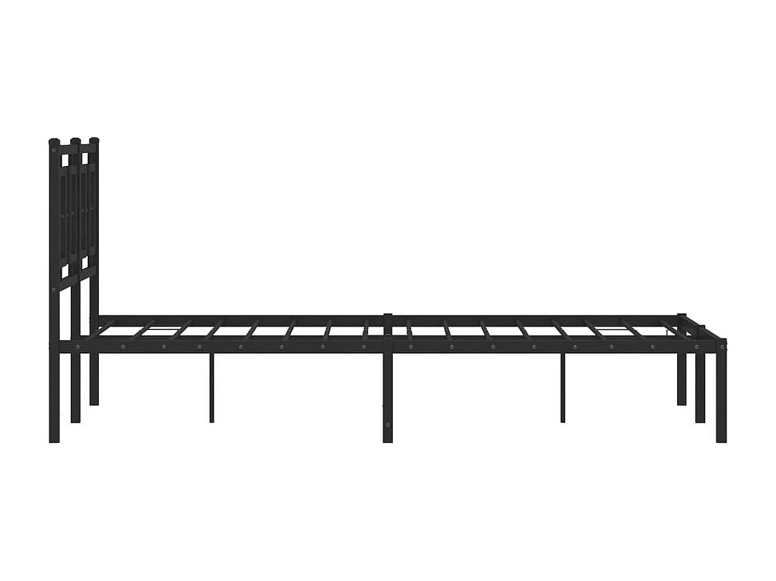 Lit simple | Lit adulte, enfant | Cadre de lit métal avec tête de lit noir 120x190cm