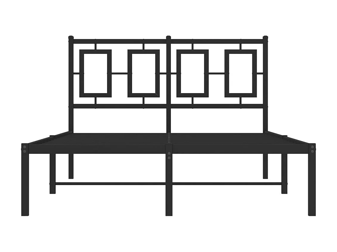 Lit simple | Lit adulte, enfant | Cadre de lit métal avec tête de lit noir 120x190cm