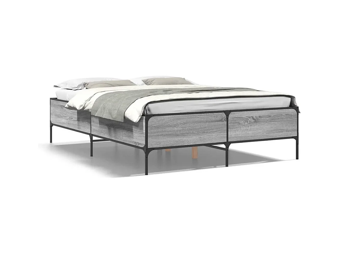 Lit double | Lit adulte | Cadre de lit sonoma gris 160x200 cm