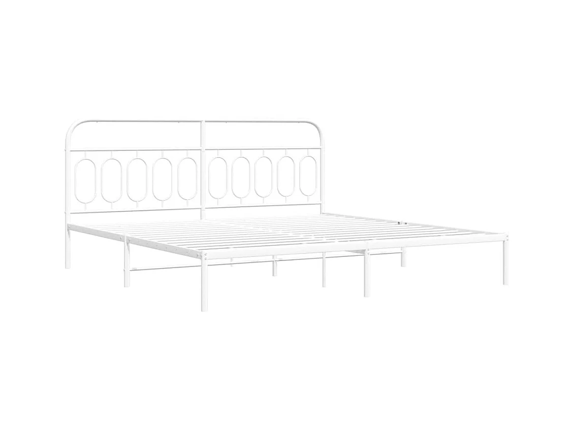 Lit double | Lit adulte | Cadre de lit métal et tête de lit blanc 200x200 cm