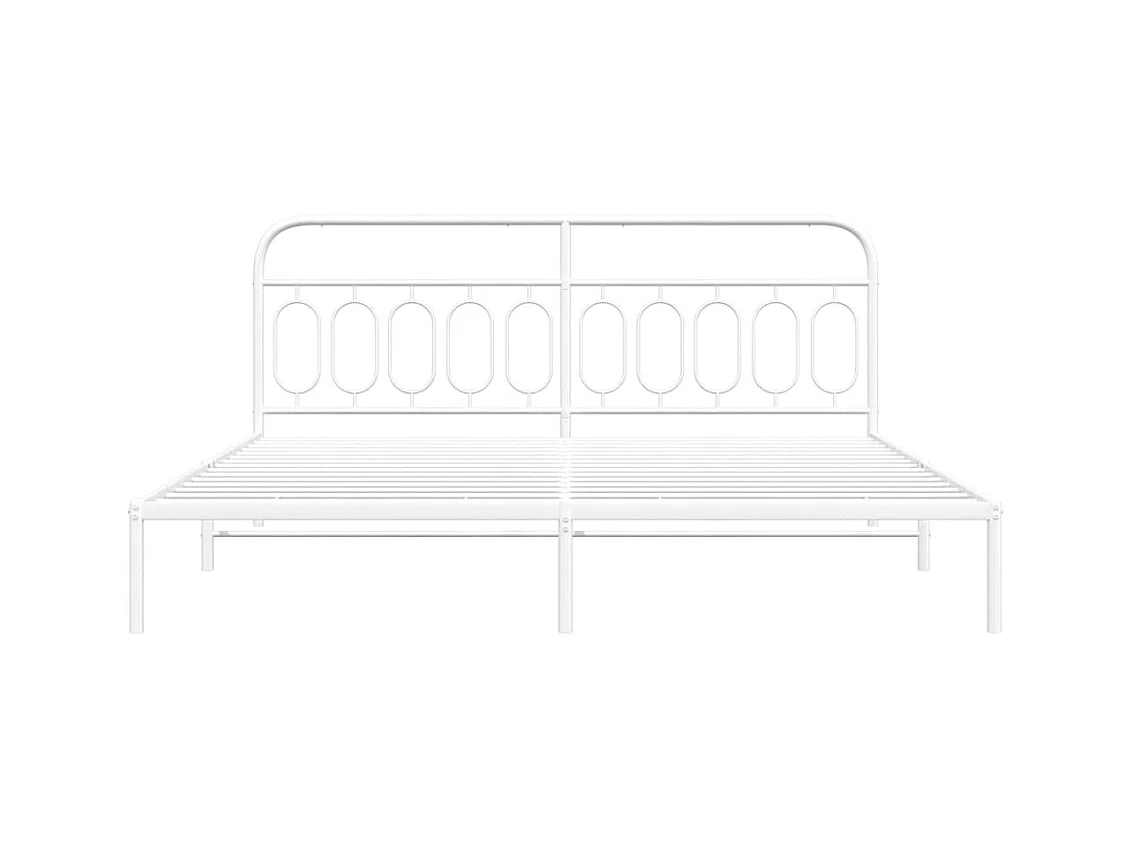 Lit double | Lit adulte | Cadre de lit métal et tête de lit blanc 200x200 cm