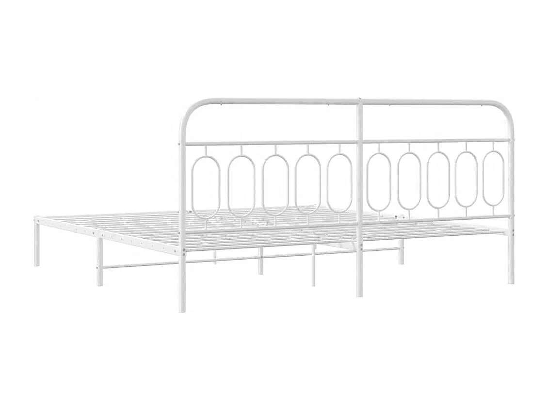 Lit double | Lit adulte | Cadre de lit métal et tête de lit blanc 200x200 cm