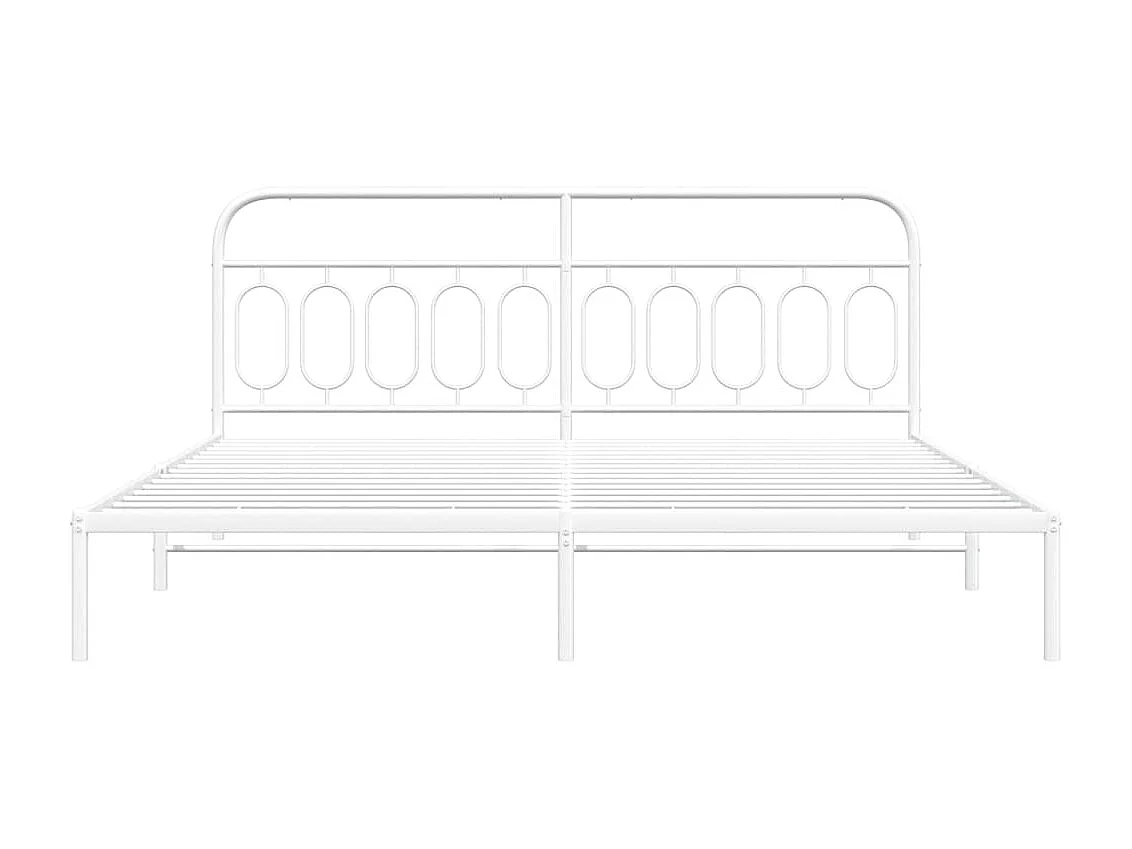 Lit double | Lit adulte | Cadre de lit métal et tête de lit blanc 200x200 cm