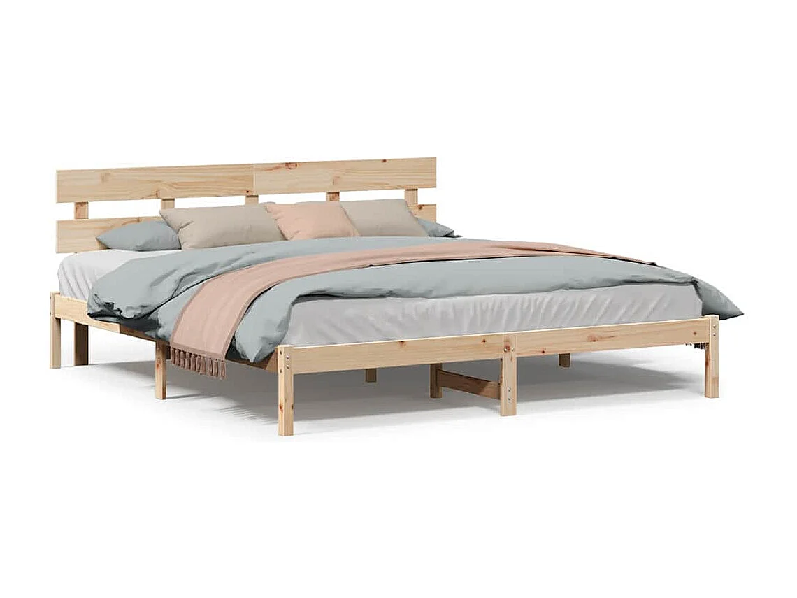 Lit double | Lit adulte | Cadre de lit Marron 180x200 cm Bois de pin massif
