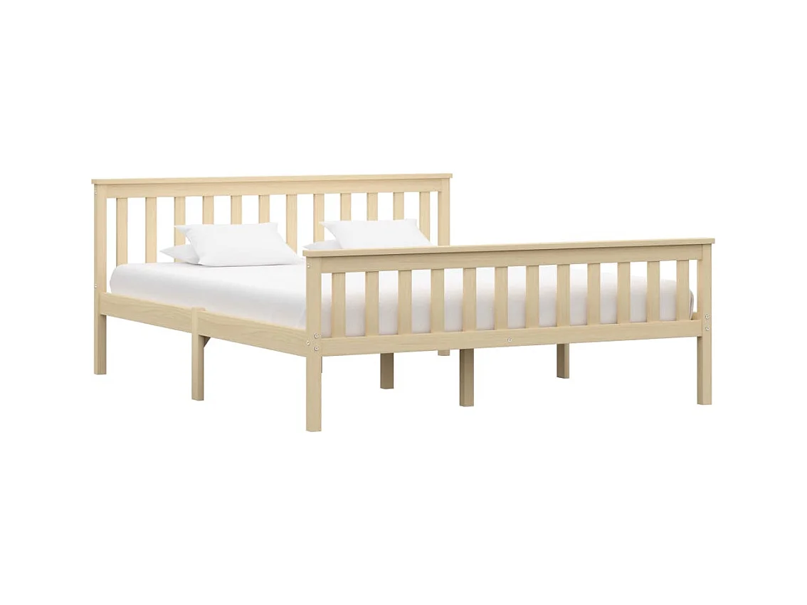 Lit double | Lit adulte | Cadre de lit naturel bois massif de pin 160x200 cm