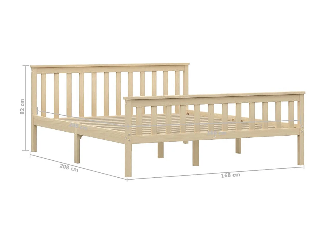 Lit double | Lit adulte | Cadre de lit naturel bois massif de pin 160x200 cm