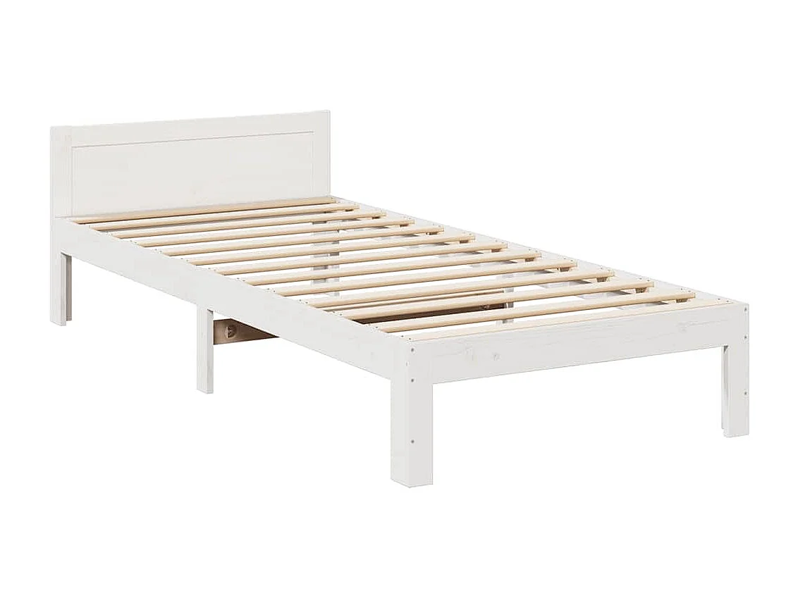 Lit simple | Lit adulte, enfant | Cadre de lit blanc 80x200 cm bois massif de pin