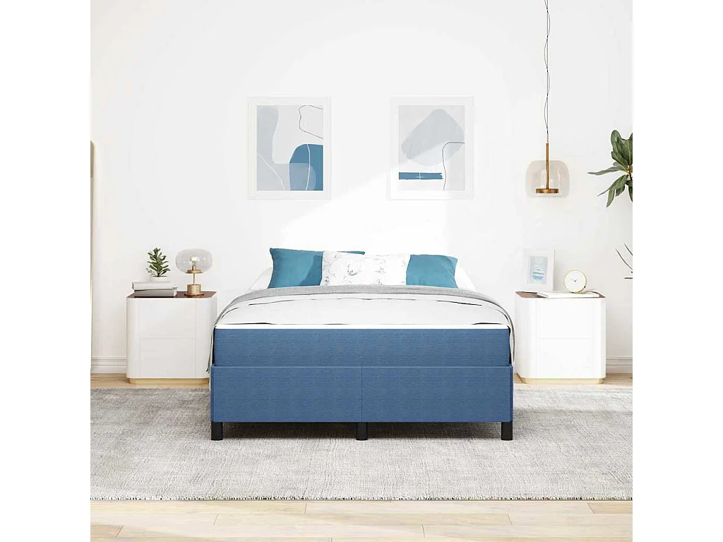 Lit double | Lit adulte | Cadre de lit Bleu 140x190 cm Tissu en velours côtelé