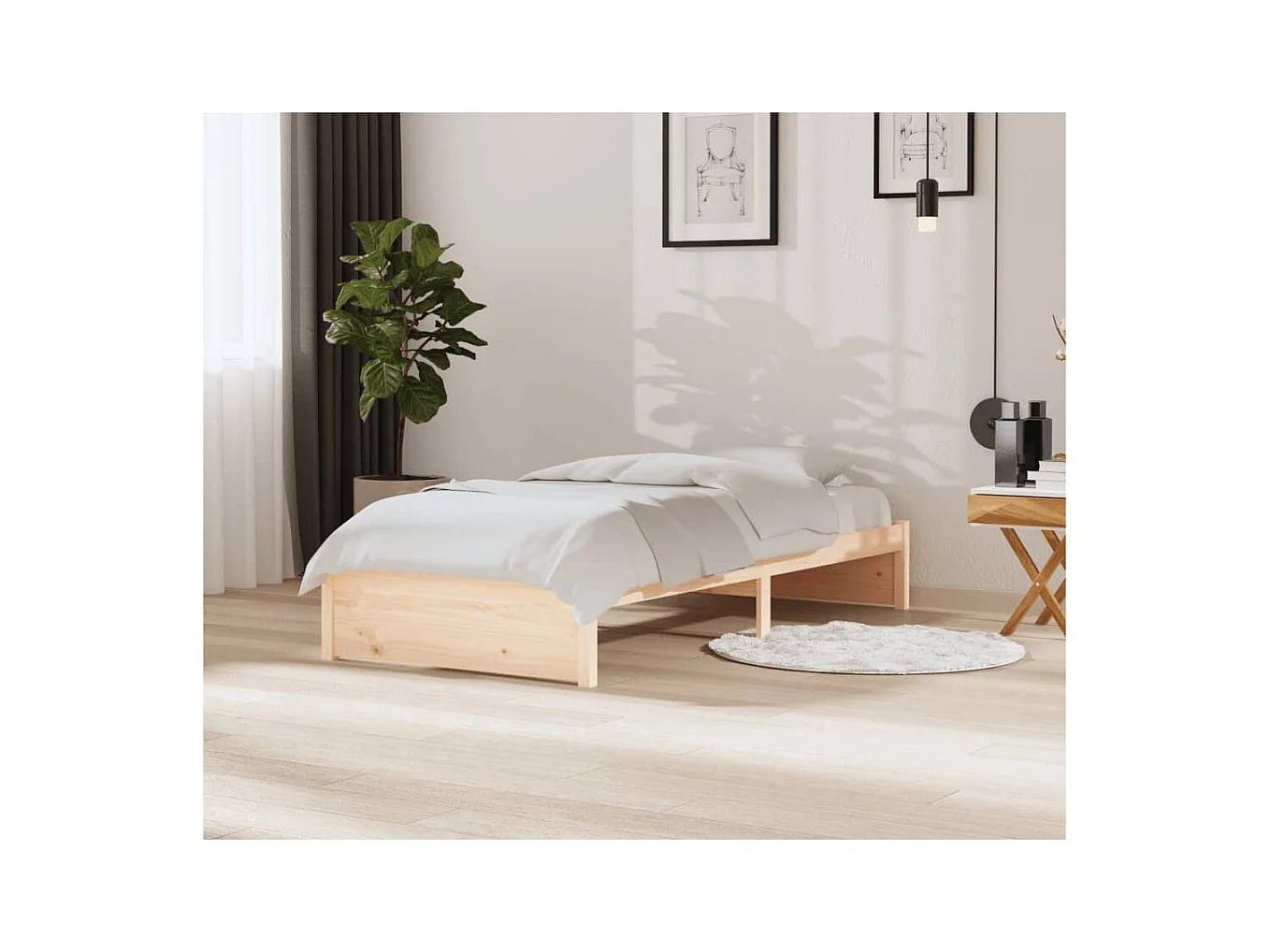 Lit simple | Lit adulte, enfant | Cadre de lit bois massif 90x200 cm